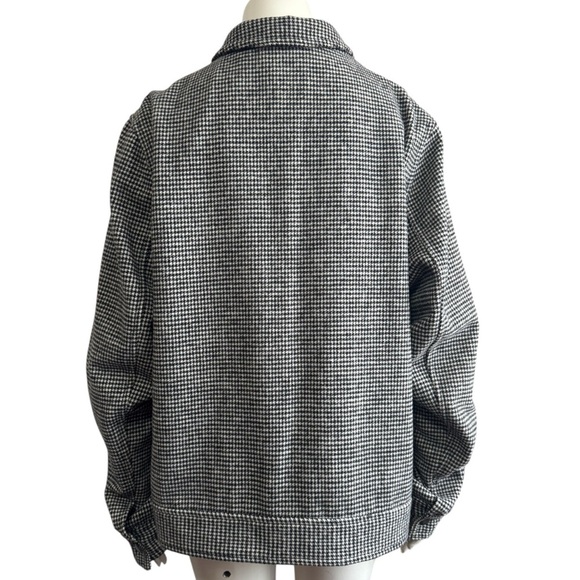 H&M Houndstooth Bomber Jacket Black + White - Wool Blend - Full Zip -Men’s Large - Picture 10 of 16